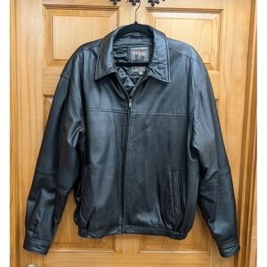 Boston Harbour Men's XL Black Leather Jacket Butter Soft Front Pockets Full Zip